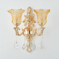 European crystal wall lamp - bedroom bedside, living room, hallway, aisle - single/double head candle decorative wall led sconce