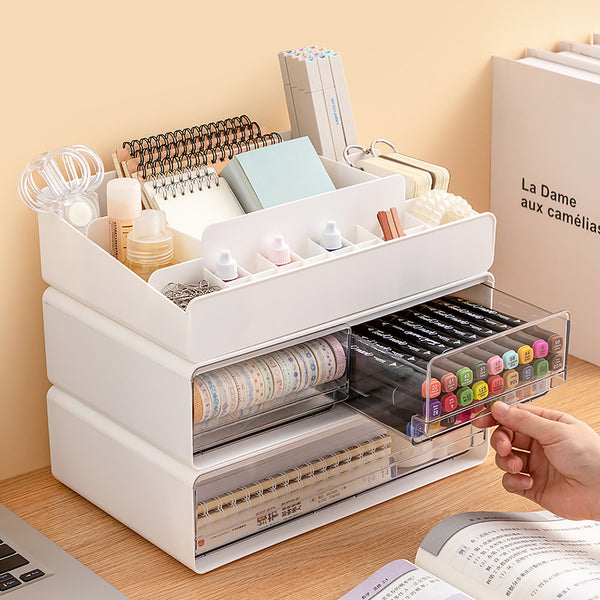 Japanese lipstick cosmetic storage box transparent desktop storage box drawer type book data cable stationery storage box