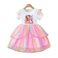 Exportsummernew arrivaldress style gauze skirt mesh cartoon princess skirt skirt girl short sleeve kids summer wear