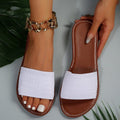 women's plus size flat sandals - new summer collection: solid color, round toe, slide-on, casual beach sandals for women