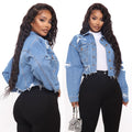 Processing personalized bao style denim outwear women's hot-selling new arrival   cut button denim short outwear