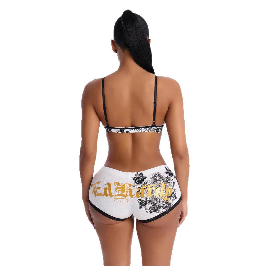 Summer floral print square leg bikini swimsuit with tie straps,  new arrival, in stock, minimum order quantity of 30 pieces per size for summer