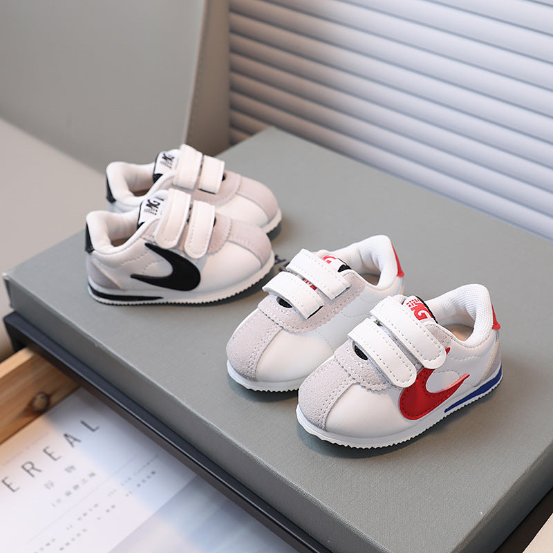 Korean style velcro toddler shoes, kids' sneakers, spring/autumn girls' white shoes, boys' crocs, baby shoes