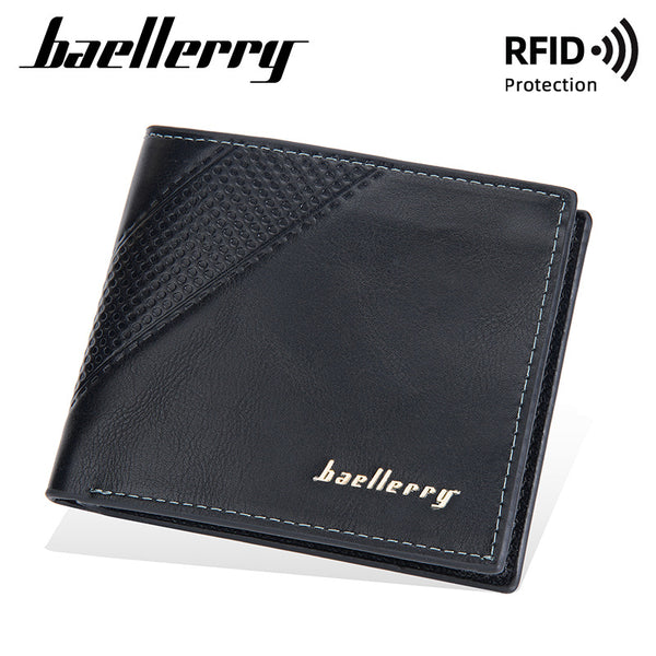 Wallet Men's Premium Business RFID Anti-theft Brush Two Fold Horizontal Short Coin Zipper Bag Wallet