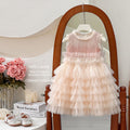 Girls' summer dress  new style sleeveless tank dress soft tulle sequin heavily embellished little girl's cake dress