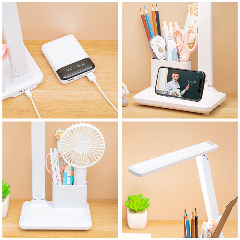 Desk lamp - eye protection, rechargeable, ideal for kids' study, small desk lamp for students, dorm room, study, and reading