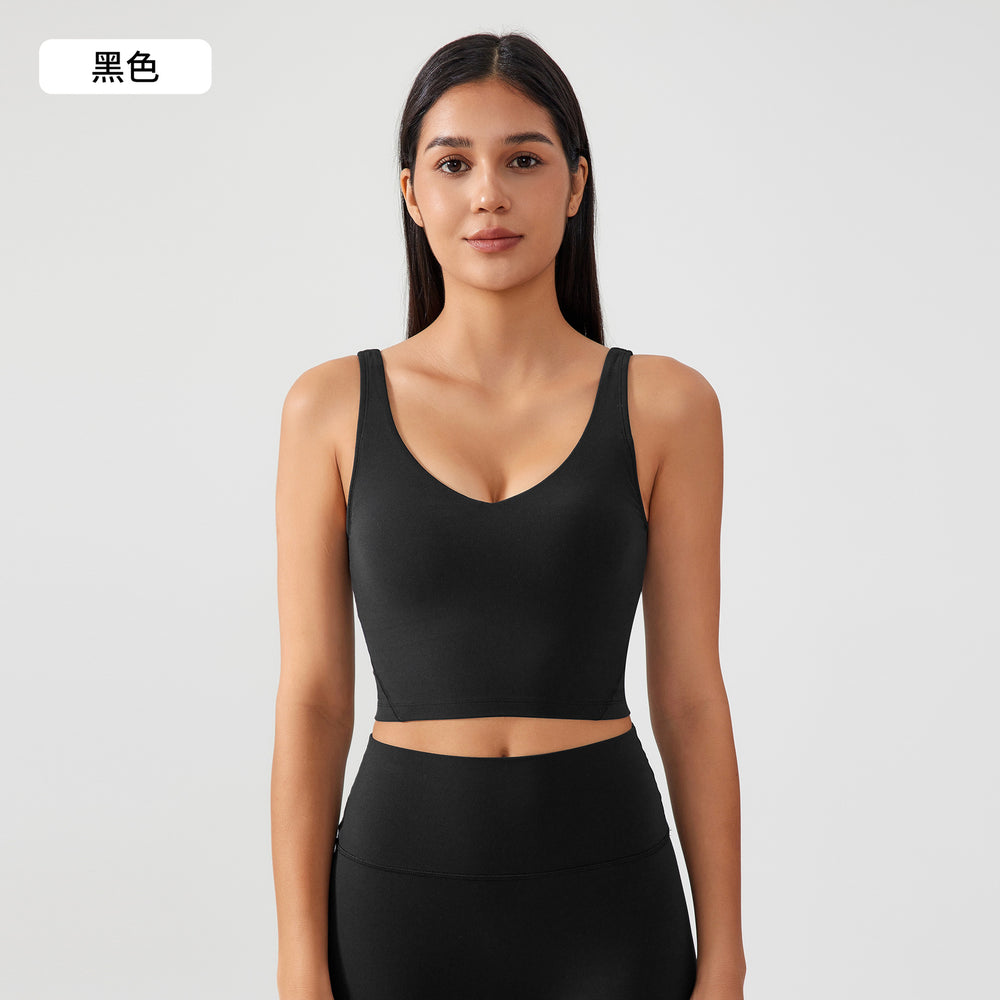 Fixed breast pad vest style sports bra naked shaping yoga intimatesu-shaped back fitness topsag001