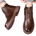 Men's martin boots 2025 new winter fleece-lined thickened warm high-top cotton shoes soft leather soft sole outdoor snow boots for men
