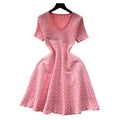 Knitted dress  new women's summer korean style elegant v-neck slim fit short a-line maxi skirt trendy women's fashion