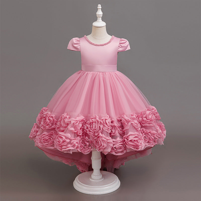 Girl dress princess dress mesh tutu skirt trailing skirt flower girl piano performance dressgirl dressin stock