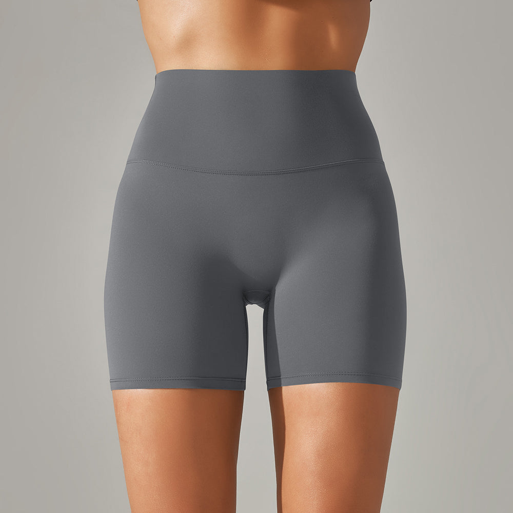 Spring/summer new solid color yoga shorts - double-sided brushed, high-waisted, stretchy, activewear, fitness, 3/4 length yoga pants for women