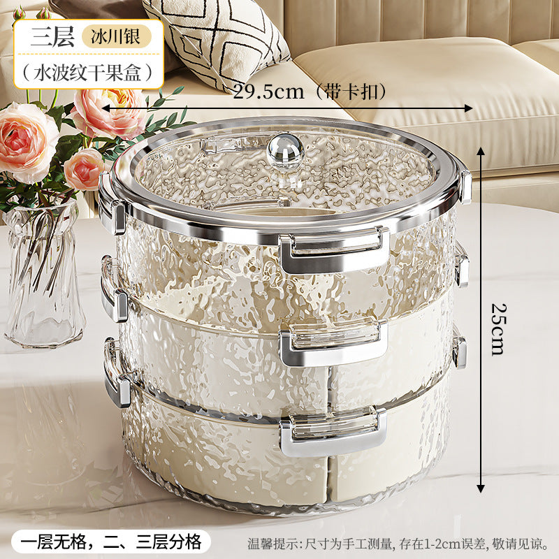 Light luxury grid dried fruit plate, nut plate storage box, snacks, living room coffee table placement, advanced wedding multi-layer large capacity