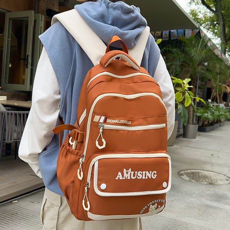 New simple backpack trend retro college style junior high school student schoolbag large capacity travel computer backpack