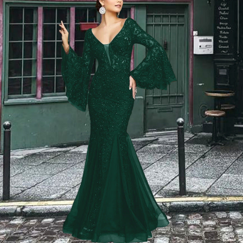 new spring/summer cross-border fashion evening gown - elegant, sexy, slim-fit mermaid long prom dress