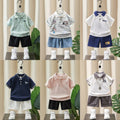 Boys' summer short-sleeve two-piece outfit,  new arrival: cute, trendy, and stylish summer set for cool and fashionable kids