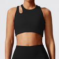 Eco-friendly recycled fabric cutout sexy yoga top with padded bra, wearable cross-back tank top, fitness activewear