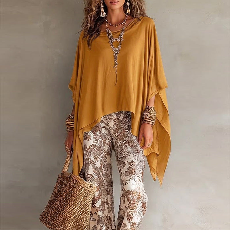 cross-border european and american women's clothing: new women's summer fashion, trendy commute-ready loose solid color cover-up short-sleeve t-shirt