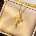 popular stylish copper inlaid zirconium tassel cross necklace for women summeraccessible luxuryniche style inlaid clavicle chain jewelry