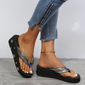 spring/summer new arrivals: plus size women's casual platform slides - two-strap flat heel sandals with rhinestone embellishments