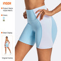 fashioncontrast color tight yoga shorts women's high waist tummy control fashion fitness pants hip lifting running sports shorts
