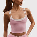 Fitness tops sling sexy spaghetti strap contrast colorfake two-piece halter sports intimates bra vest yoga clothes for women
