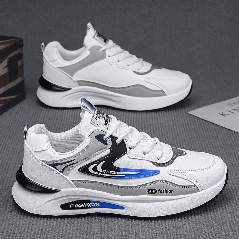 Men's spring new leather waterproof sneakers - trendy, versatile, casual dad shoes with soft, non-slip soles for running