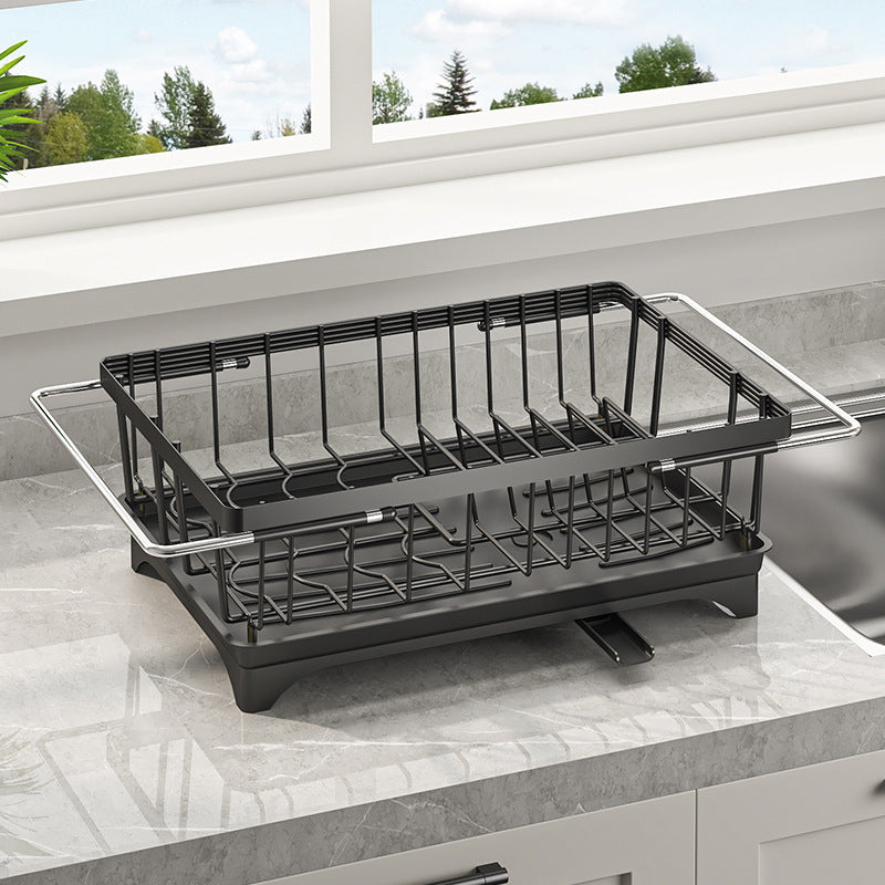 Sink Drain Basket Retractable Sink Dish Drain Rack Dish Storage Rack Kitchen Fruit and Vegetable Shelf