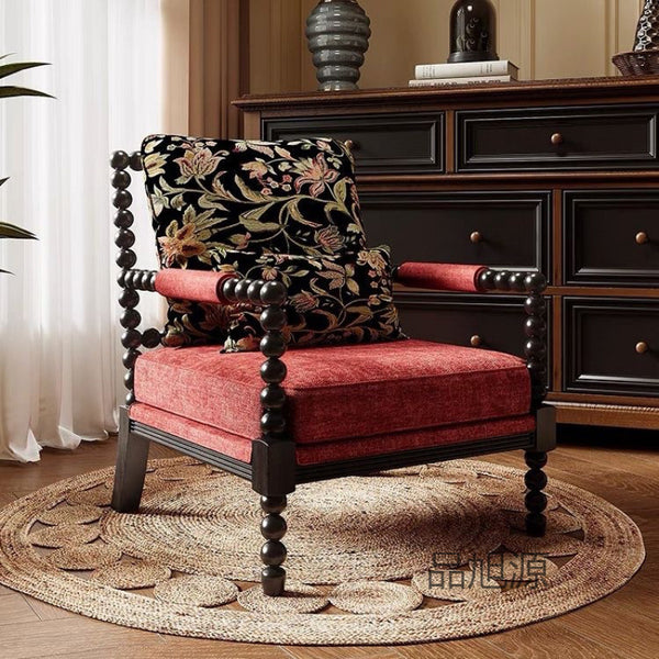 American retro pearl chair designer premium single sofa chair American living room solid wood fabric casual tiger chair