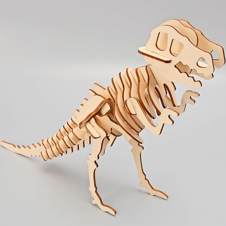 Wood products three-dimensional puzzle dinosaur Tyrannosaurus rex laser cutting children's fun experimental toy materials wholesale