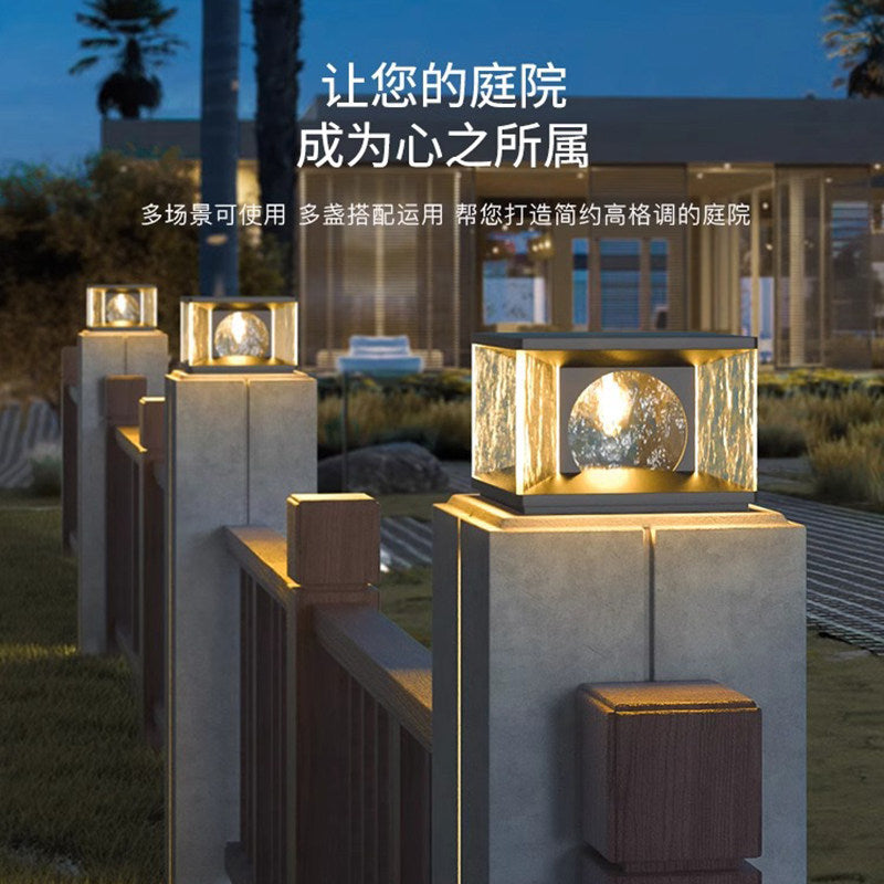 Solar powered fence post lights - outdoor pillar lights for yard, garden, courtyard, villa gate pillars - waterproof outdoor lighting