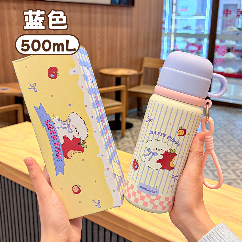 Cute pet kids thermos cup 316 stainless steel high-looking bowl lid three-drink large-capacity straw water cup wholesale