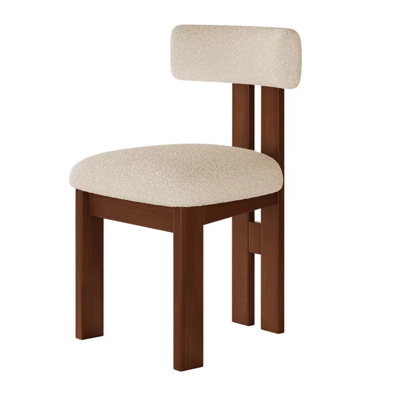 French retro solid wood dining chair - vintage style backrest, light luxury, high-end dining table chair with upholstered seat