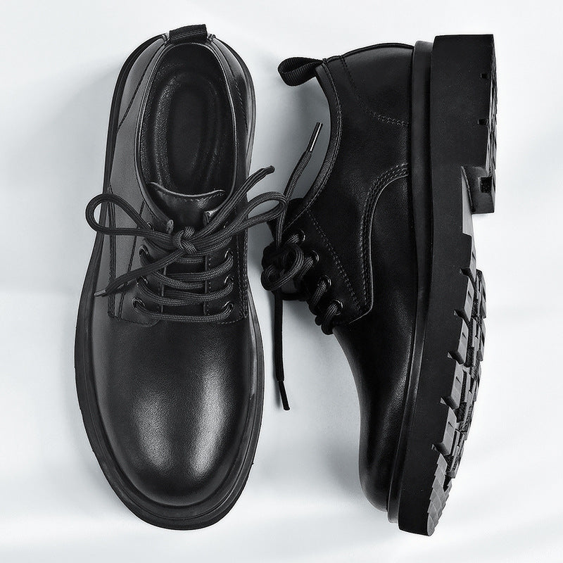 Men's shoes: new 2026 spring collection - british style black leather casual shoes, men's business formal oxfords, square toe work shoes, trendy footwear