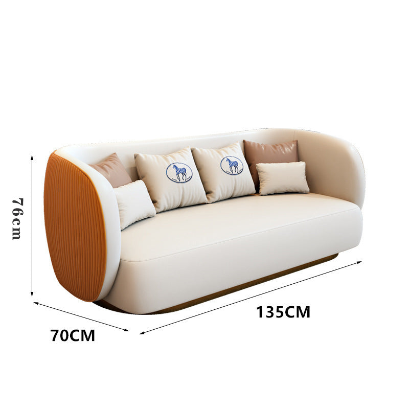 Hotel lobby business reception sofa, nordic light luxury straight double sofa, office break area sofa with coffee table