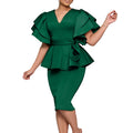 D3314  new arrival: fashionable, elegant, and chic ruffle-trimmed solid color bodycon party dress - african style