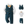 Wholesale new spring/autumn boys' gentleman outfit: vest, romper, and three-piece set for baby and toddler first birthday celebration