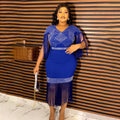 new european and american plus size women's clothing for cross-border e-commerce: african-style rhinestone and tassel dress for  and