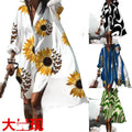 exportfashionplus size women's loosenew arrivaldigital printinglong sleeves lapel shirtdress