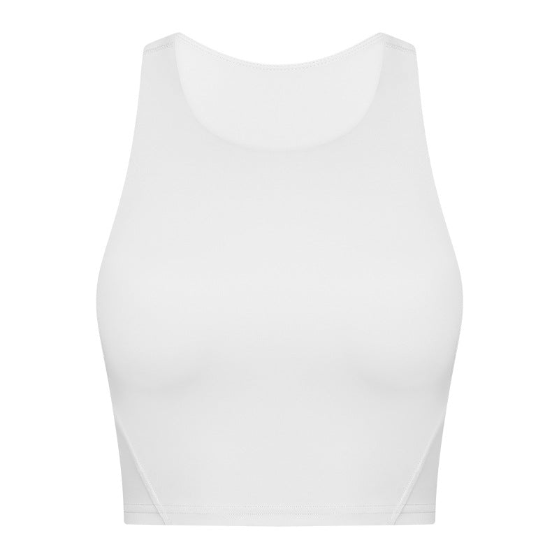 Trendy bestseller: round neck yoga tank top with built-in bra pads - barely-there feel, high-stretch, compression sports bra for women - dt169