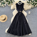 Hepburn style sleeveless dress female summerk-stylewhitehigh waist waist a-line skirt classyeleganceelegant skirt