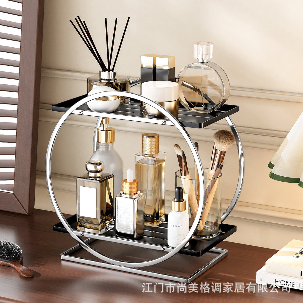 Amazon Cosmetics Storage Rack Tabletop Shelf Wrought Iron Layered Rack Dresser Skin Care Products Perfume Display Rack