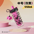 High-style summer double-walled water bottle, large capacity cartoon plastic straw cup, student and children's insulated water bottle with tea infuser, wholesale