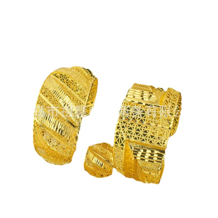 Middle eastern dubai women's geometric hollow open bangle ring african nigerian festival vietnamese wedding party gift