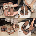 fashion wear-resistant flat sandals women's slippers comfortable rhinestone roman sandals female student beach slippers wholesale