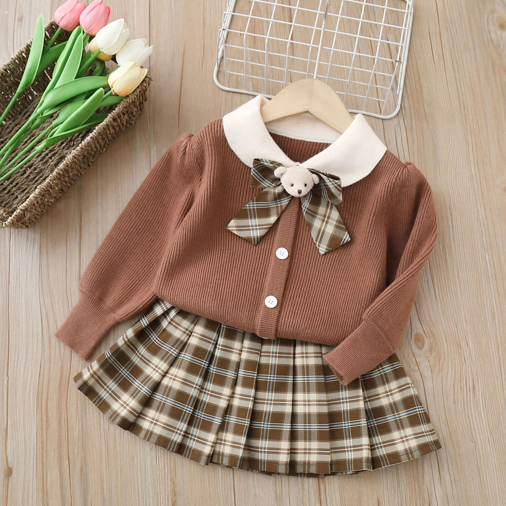 Girls' sweater jk set - new autumn  collection: stylish two-piece princess dress outfit for little girls