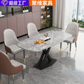 Customizable sintered stone dining table - italian style, perfect for small spaces, light luxury, high-end, minimalist modern design with cross-legged carbon steel frame
