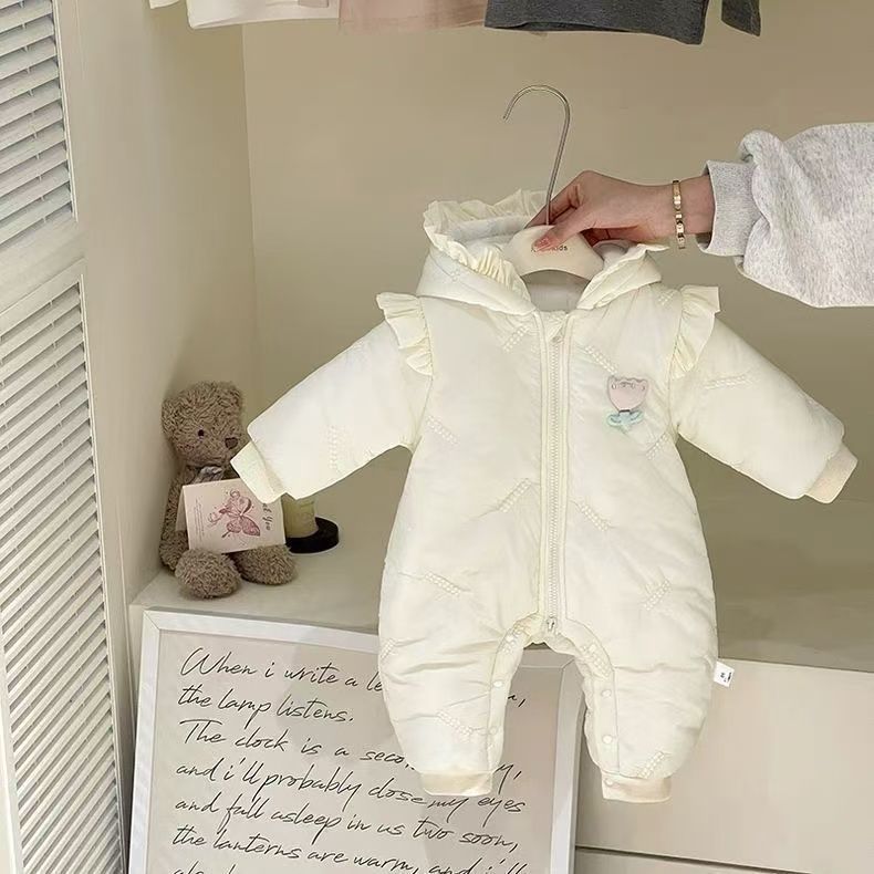 Baby clothes winter newborn onesie baby girl romper fleece-lined quilted winter outwear jumpsuit cotton coat