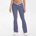 European and american nude feel tight yoga pants - color block crossover high waist wide leg flare leggings - quick dry athletic running fitness pants