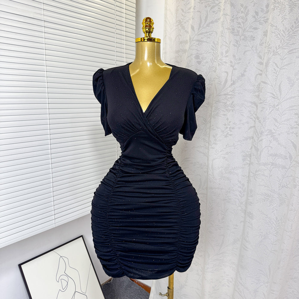 Exportfashion stylesexy silm hip-hugging dress women's summer pure lust style silmelegant elastic mesh pleated skirt