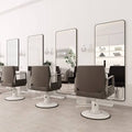 Influencer-approved hair salon mirror - barber shop styling mirror - minimalist, drill-free wall mount - professional salon mirror